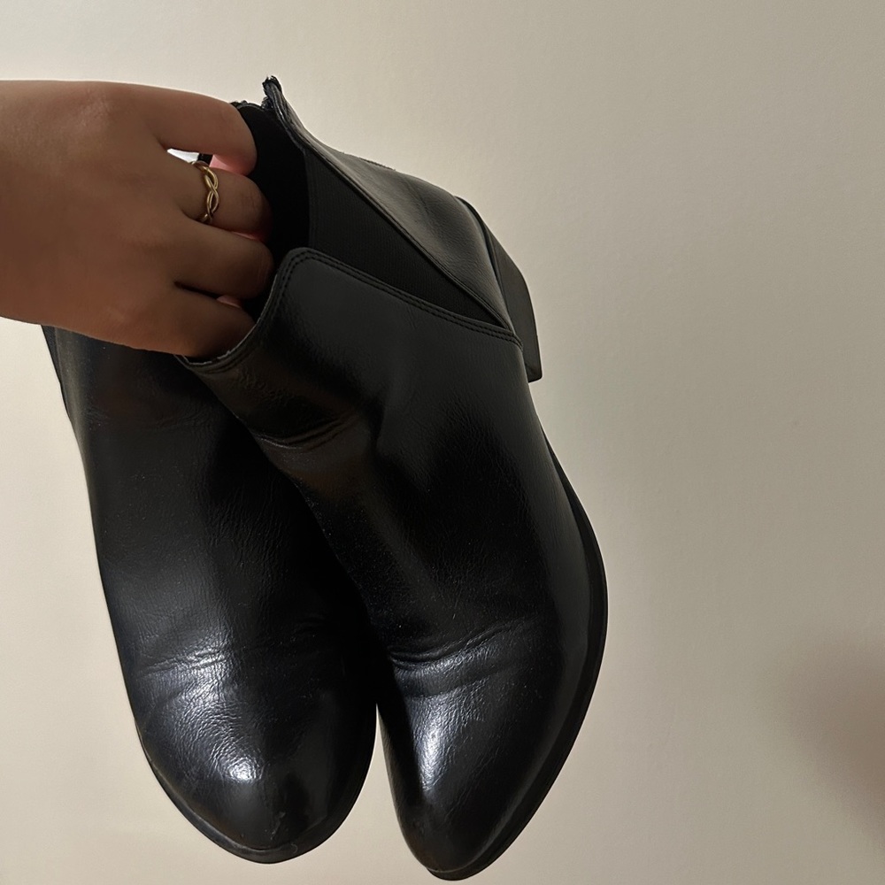 black leather booties